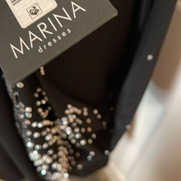 Marina Beaded Sleeve Keyhole Sheath blouse Black Size 10 NWT Offer 25 $ - Picture 4 of 11